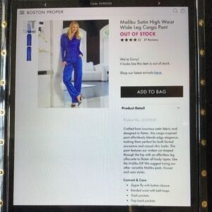 Boston Proper Royal Blue Satin Cargo Pants